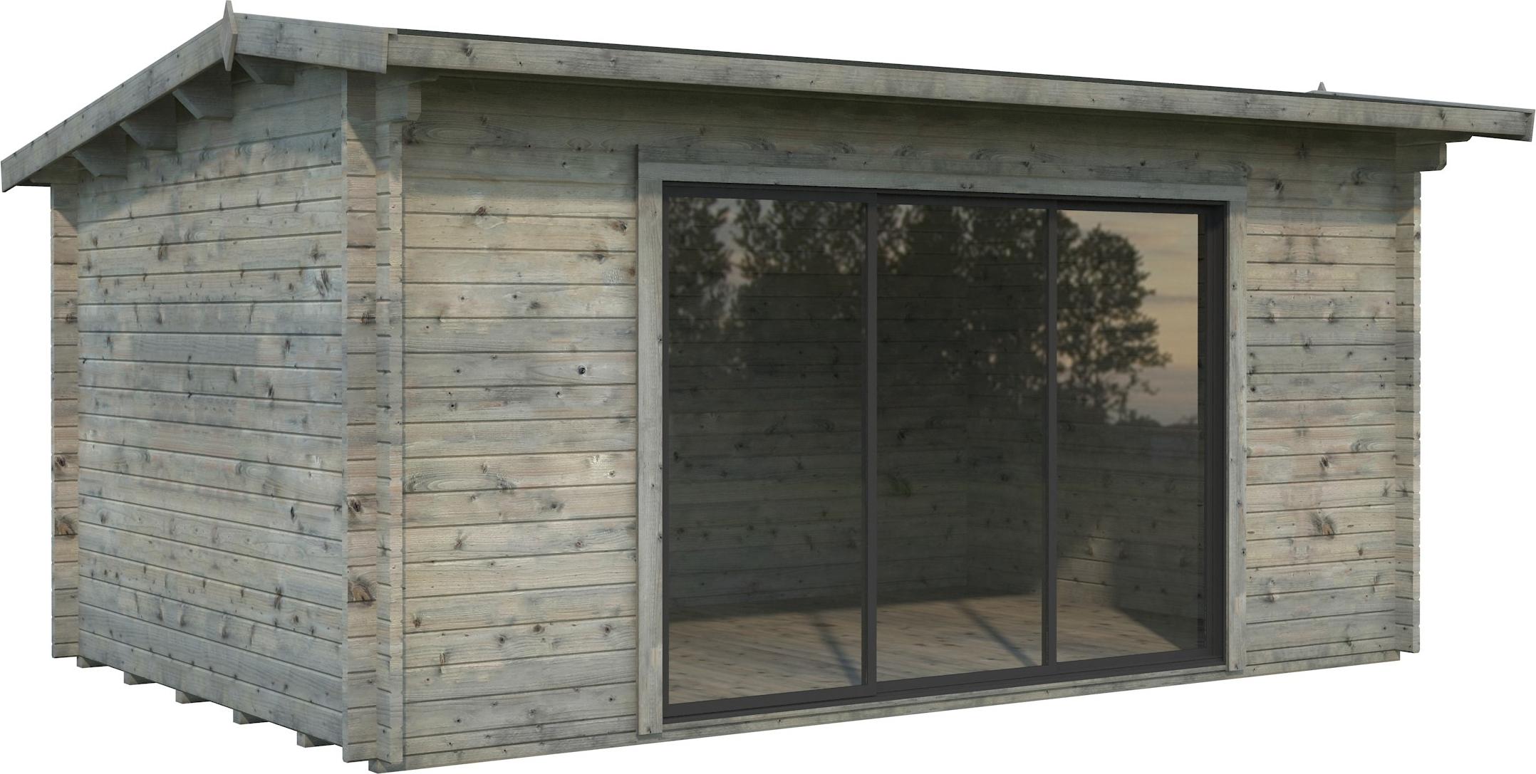 Gartenhaus Palmako Ines 13,7 m² Schiebetür Sicherheitsglas inkl. Fußboden 524 x 379 cm grau