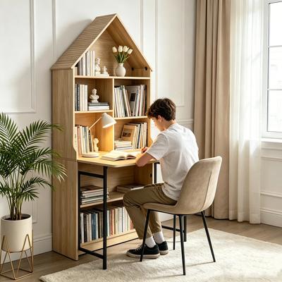 Vintage Wooden Folding Desk with Storage by GDFStudio