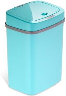 NINESTARS 3.2 Gallon Tiffany Blue Rectangular Motion Sensor Trash Can
