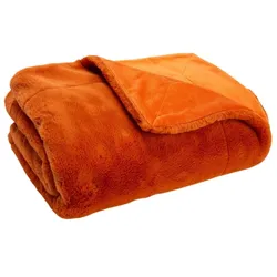 Plaid Luxe safran 130x170 cm - Orange Rechteck Polyester Amadeus 170x130 cm