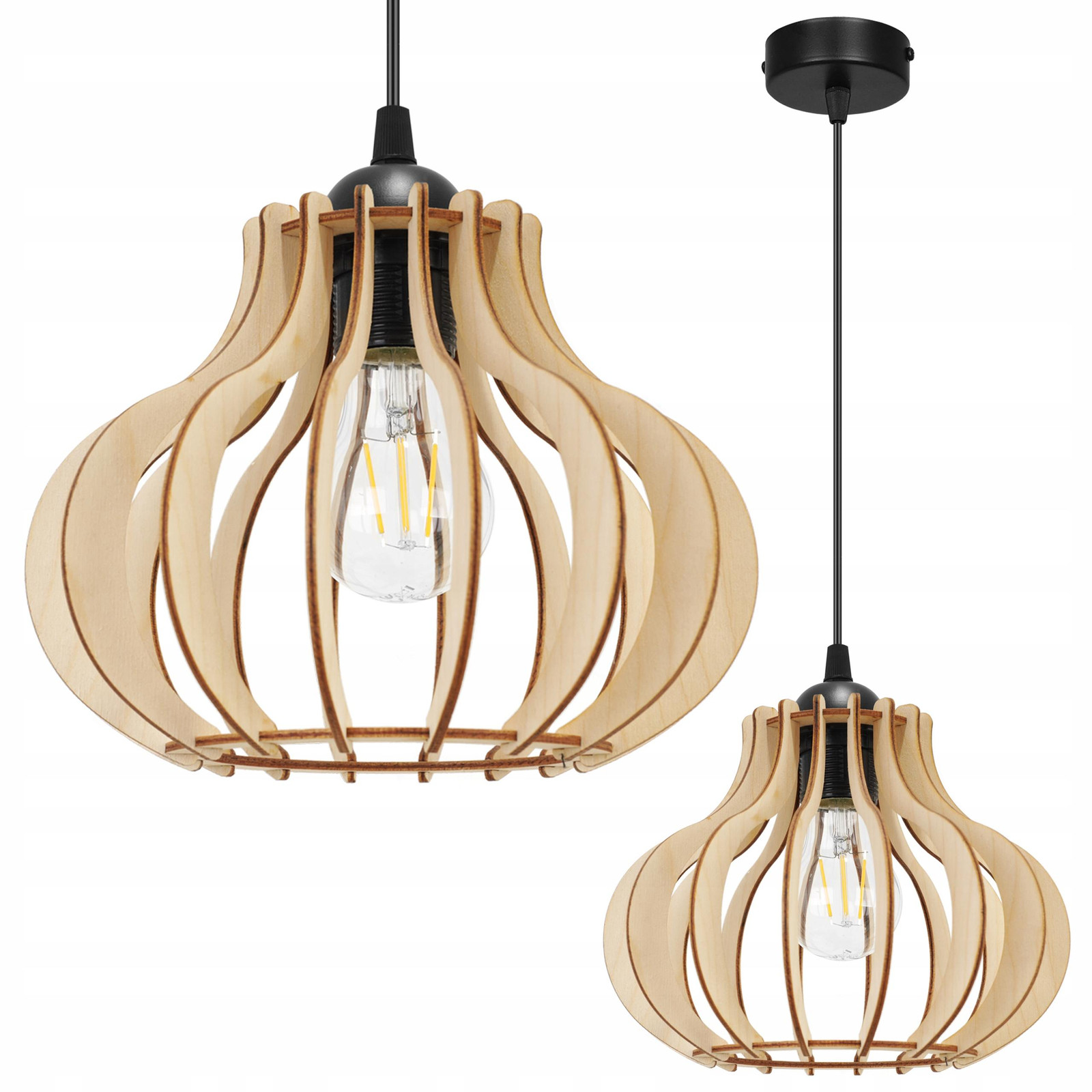 LIGHT HOME LH Houten Hanglamp met LED-lampenkap