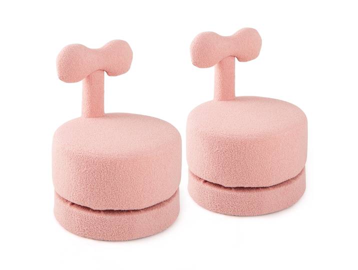 Ensemble de 2 canapés pivotants pour enfants, fauteuil pour enfants rembourré avec dossier à nœuds et siège en mousse, chaise ronde pour enfants