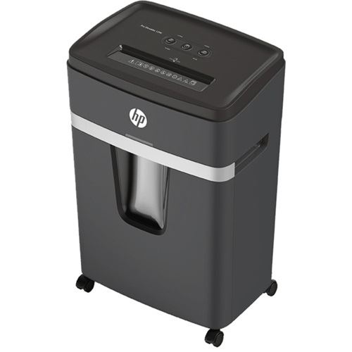 HP Pro Shredder 12MC Aktenvernichter mit Partikelschnitt P-5, 2 x 15 mm, bis 12 Blatt, schwarz
