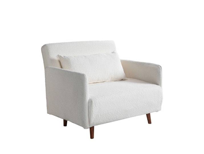 Belushi - Fauteuil convertible en tissu bouclette - Écru