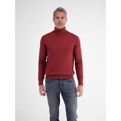 Rollkragenpullover LERROS "Rollkragenpullover mit Rippbündchen aus reiner Baumwolle", Herren, Gr. M, rot (deep garnet rot), 100% Baumwolle, ohne Ausschnitt, Pullover Rollkragenpullover