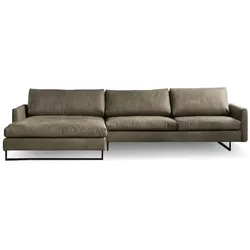freistil Ecksofa 134 Leder Braun Graubraun