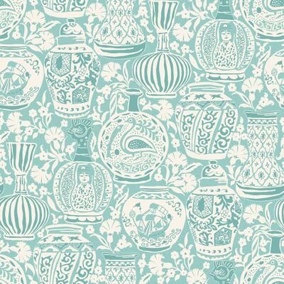 RoomMates Delft Pottery Aqua Peel and Stick Wallpaper