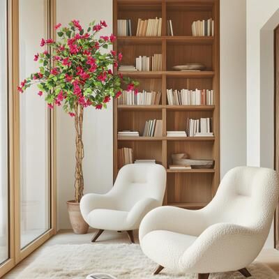 Garvee 4FT/5FT/6FT Artificial Bougainvillea Tree,Tall Potted Fake Bougainvillea Trees,1Pack