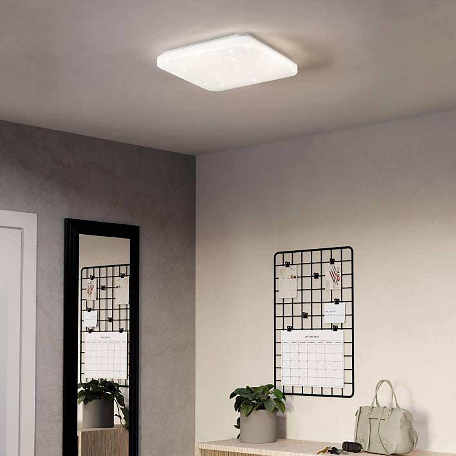 Eglo Frania-S LED-plafondlamp wit, modern vierkant ontwerp, 3000 K warm wit licht