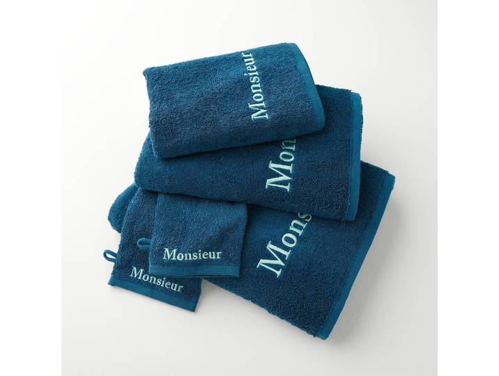 Collection serviettes de bain brodées ''MONSIEUR'' - éponge bouclette 420 gr/m² - Blancheporte