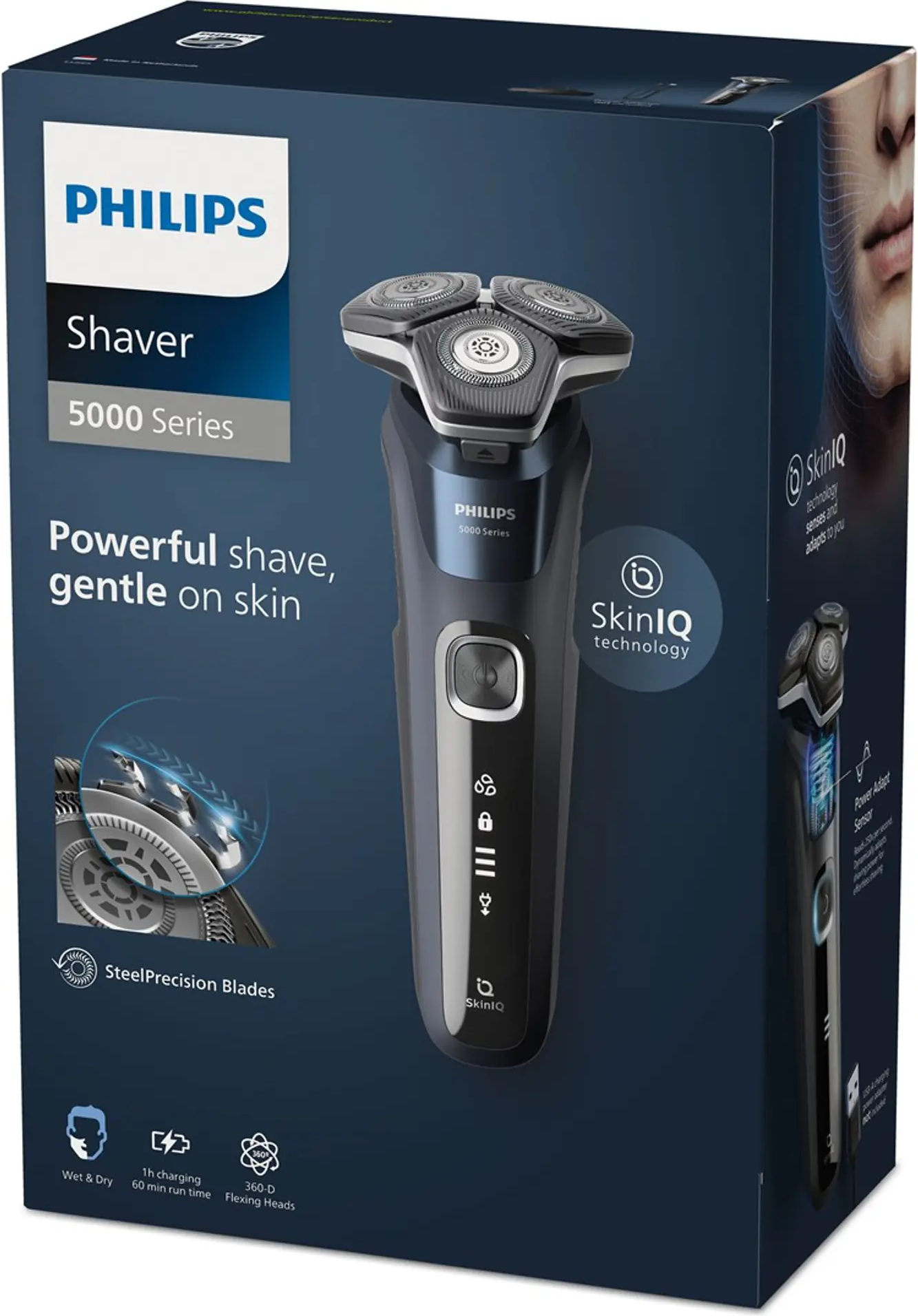 Philips Shaver Series 5000 - Wet & Dry Mens Electric Shaver with SkinIQ Technology, Pop-up Trimmer, Travel Case, Quick Clean Pod and Quick Clean Cartridge (Model S5885/25)