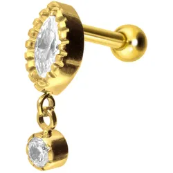 Titan Ohrpiercing KRISTALLTROPFEN + KRISTALL