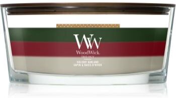 Woodwick Trilogy Holiday Garland vela perfumada com pavio de madeira 453.6 g. Trilogy Holiday Garland