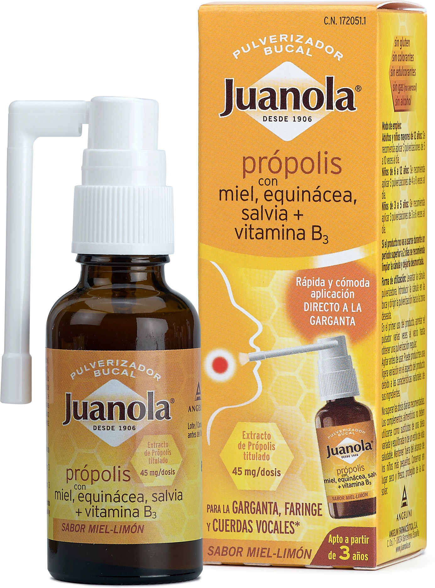 Juanola Propolis Mouth Spray with Honey, Echinacea, Sage and Vitamin