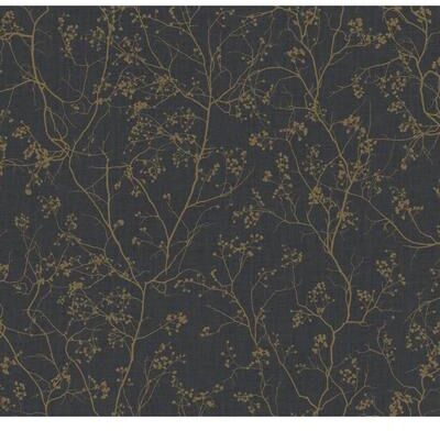 Antonina Vella Luminous Branches Black & Gold Wallpaper