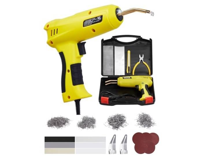 VEVOR Soudure Plastique\, 220 W\, Pistolet de Soudage Plastique 800 Agrafes et 56 Tiges de Soudage\, Kit Réparation Professionnel Pare-chocs Voiture Lumière LED\, pour Kayak\, Jouets\, Fissure en Plastique