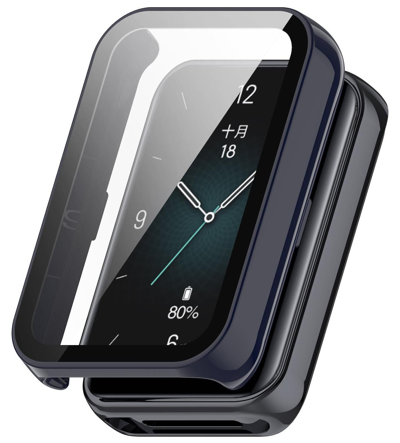 Wigento Beschermhoes voor Honor Band 9 Smartwatch met Hard Glas, Blauw