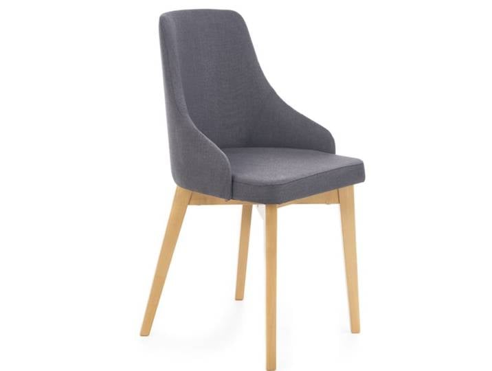 Chaise design scandinave bois et tissu de polyester gris