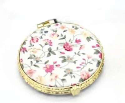 Uplift Picks Vintage Floral Compact Mirror Two Sided Folding Makeup Mirror white (round)