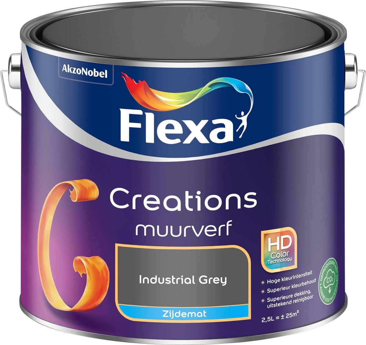 Flexa Creations Muurverf Zijdemat - Industrial Grey - 2,5 L