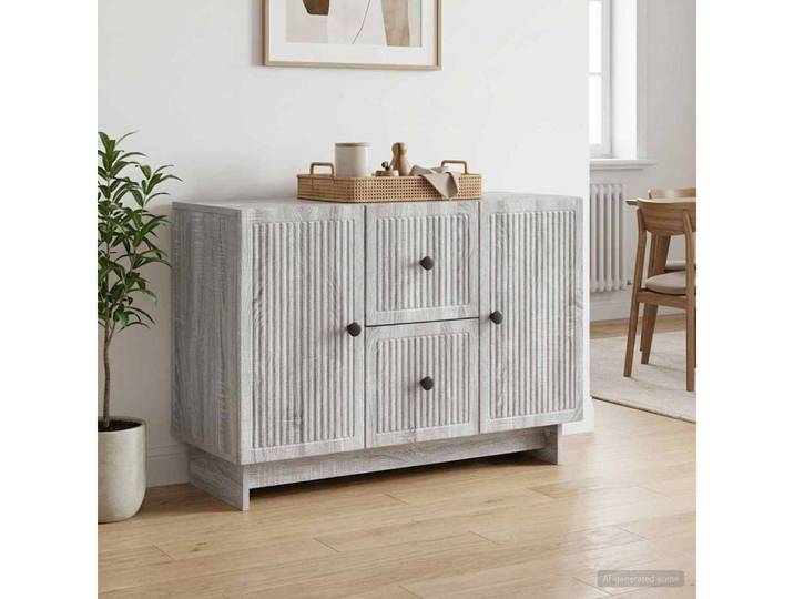 vidaXL Sideboard vidaXL Sideboard Graues Sonoma 89 x 34,5 x 60 cm Holzwerkstoff