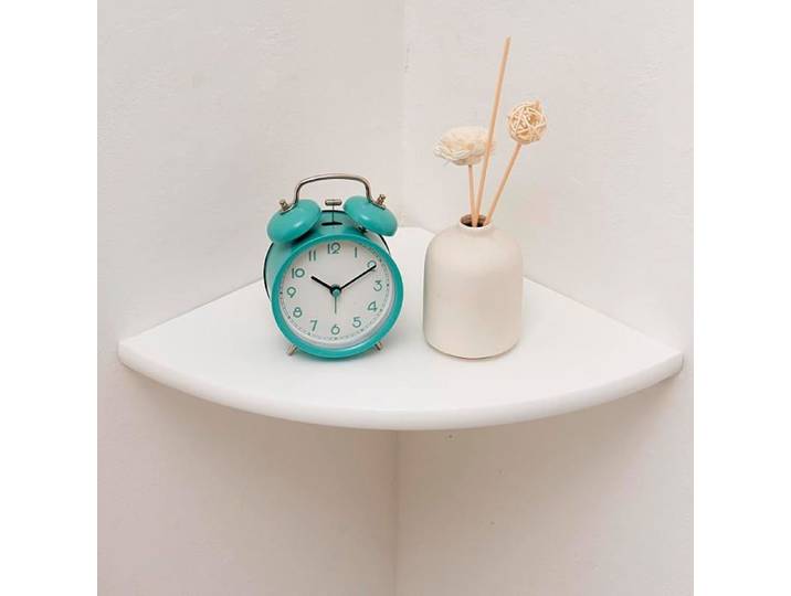 Étagère d angle Blanche en Bois de chêne Naturel Flottante pour Chambre à Coucher Cuisine Salon - Chêne Blanc 22cm