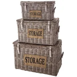 Faktorei Truhen-Korbset 3-teilig Storage, white wash, 60-80 cm