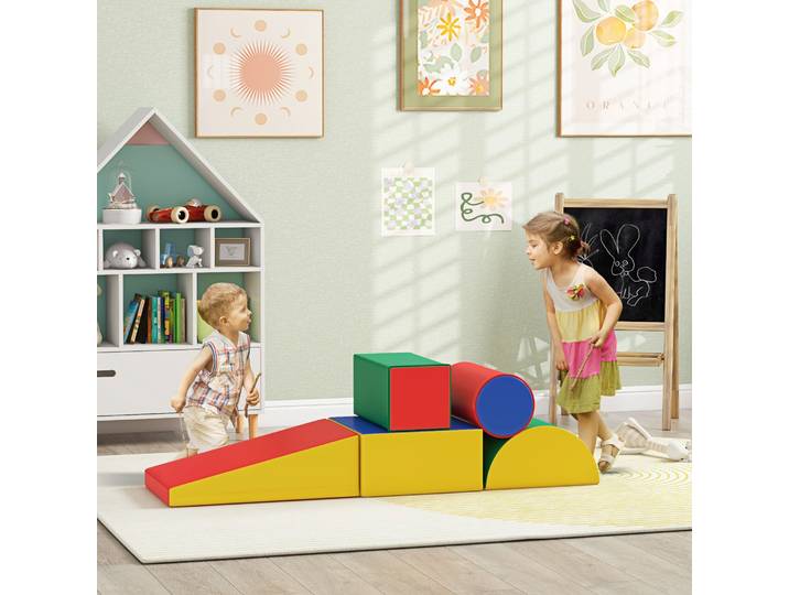 HOMCOM Module motricité bébé 5PCS parcours motricité bébé en mousse EPE pour enfants d'âge préscolaire, multicolore