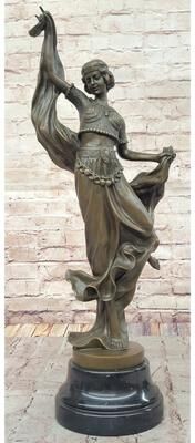 Bronzhaus Art Deco Dancer Bronze Sculpture – Graceful Figurine On Marble Base By D. Gonon