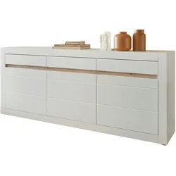 SIDEBOARD weiß matt, Evoke Eiche, Kommode 217 x 90 cm, Soft-Close-Funktion