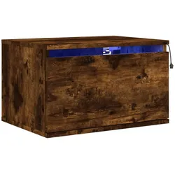 Décoshop26 - Wandmontierter Nachttisch mit LED-Beleuchtung und Schublade 50 x 36 x 30 cm Holzwerkstoff Farbe: geräucherte Eiche DEC034170