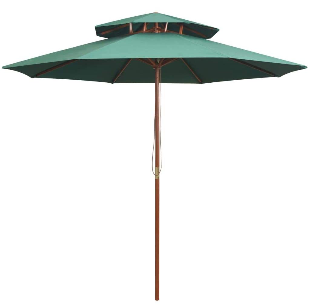 Wasserdichter Sonnenschirm mit grünem Holzstiel, 270x270 cm