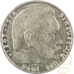 2 Reichsmark Silbermünze Hindenburg mit HK