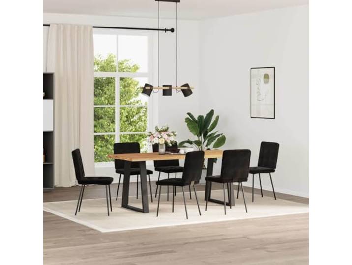 KLGBNCVE Esszimmerstühle 6 STK. Schwarz Samt Metall Holz Weicher Samtbezug, Metall-Holz-Gestell, dicker Schaumstoff, Esszimmer, Wohnzimmer, Gästezimmer