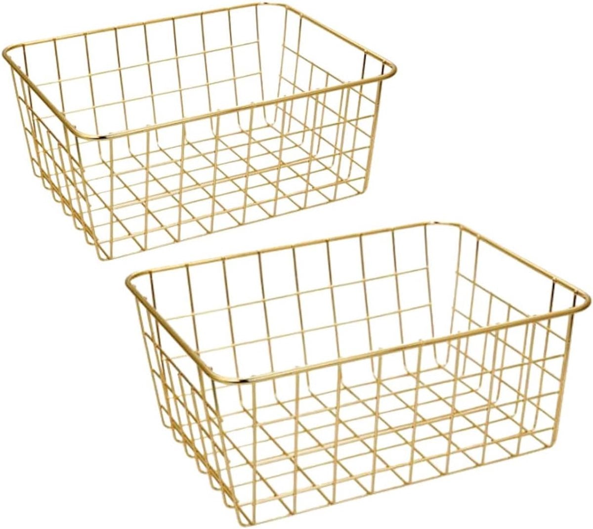 Daity Draadmand 2-pack - Goud koper - Metalen opbergmand voor keuken en decoratie