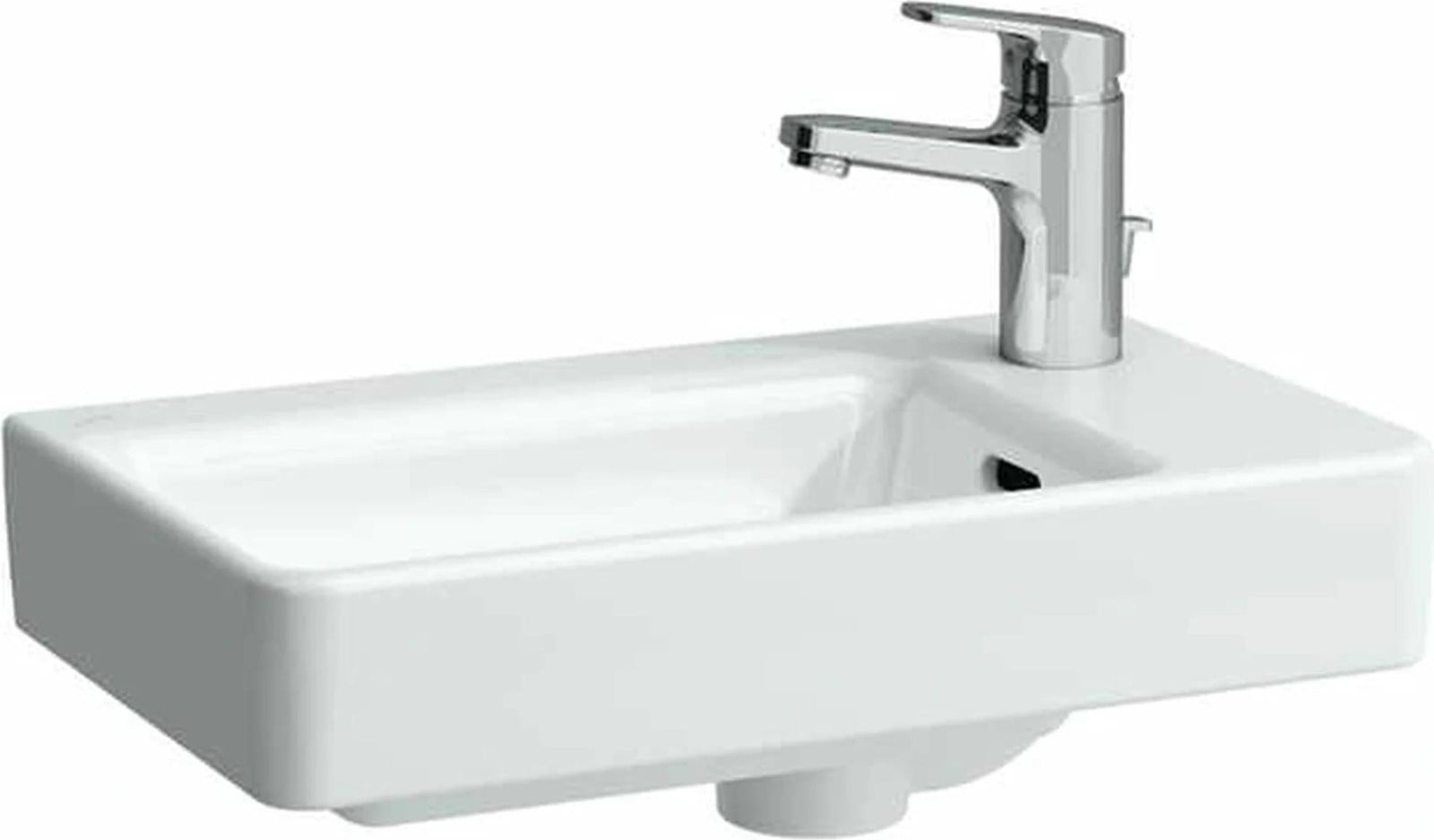 Laufen LF Pro S HWB asymmetrische wastafel links, 1-gats, muuruitloop, wit, 480 x 280 mm