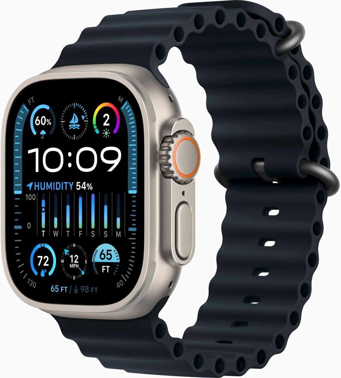 Apple Watch Ultra 2 (2023)   GPS + Cellular   argent   Bracelet Océan Minuit - Refurbished