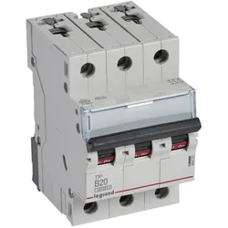Legrand 404127 TX3 Leitungsschutzschalter B-Charakteristik, 20A, 3-polig, 10kA, 400VAC, 3TE