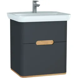 VitrA Sento Set 63 cm Waschtisch + Unterschrank Anthrazit Matt LED-Beleuchtung 2 Vollauszüge Softclose