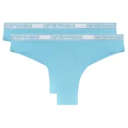 Emporio Armani für Damen. EW000404_AF19028 2er Set Tangas Iconic Mikrofaser türkis (M), Blau, Heimtextilien, Polyamid
