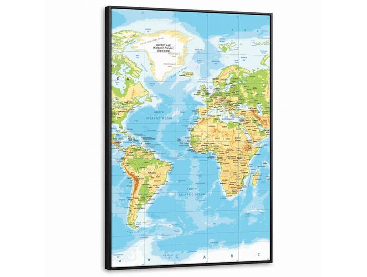 MuchoWow Leinwand Bilder mit Rahmen - Weltkarte - Statistisch - Blau - Erde - Bildung - 100x150, Rechteckig, 100x150 cm, gerahmt, Bilder & Rahmen, Bilder, Leinwandbilder