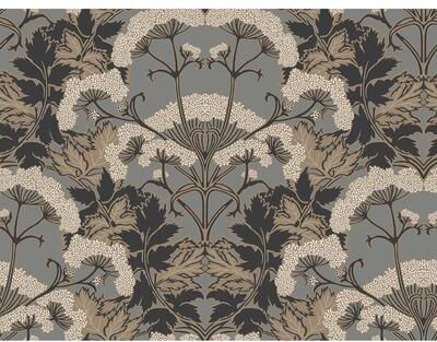 Inspired by Color Yarrow Nouveau Charcoal & Gold Wallpaper