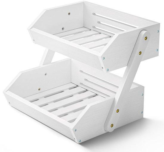 Witte bamboe fruitmand met dubbele laag