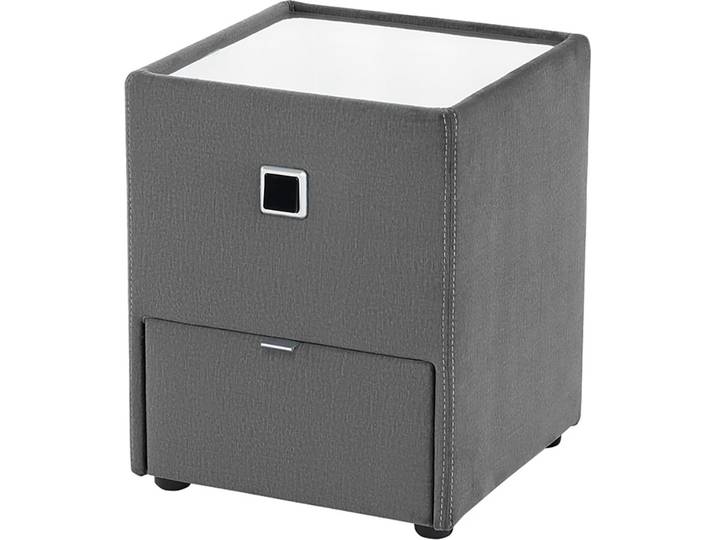 Nachtkonsole, Glas, Grau, 42,5×53×45 cm, Mit LED-Beleuchtung, Jockenhöfer