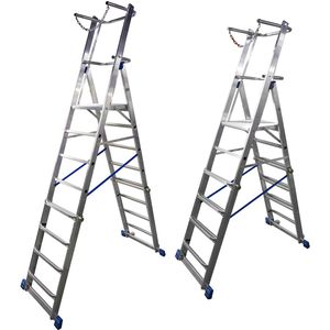 Krause Podestleiter Stabilo, 127624, fahrbar, klappbar, höhenverstellbar, mit 6 - 8 Sprossen