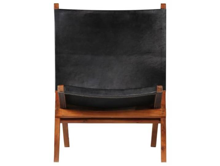HKLGBVCR Klappstuhl, echtes Leder, Schwarz, Akazienholz, massiv, 110 kg