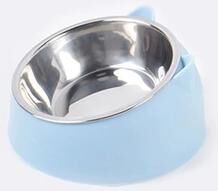 Uplifted Finds 15 Degree Raised Stainless Steel Tilt Safeguard Neck Pet Bowl blue