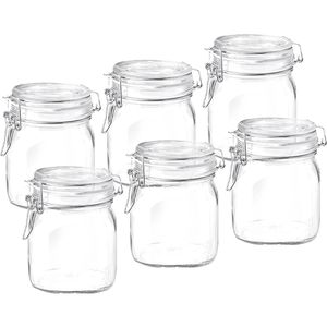 Bormioli-Rocco Einmachglas Fido, mit Bügelverschluss, 750 ml, eckig, zum Einkochen, luftdicht, 6 Stück