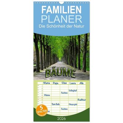 Familienplaner 2026 - Bäume 2026 mit 5 Spalten (Wandkalender, 21 x 45 cm) CALVENDO