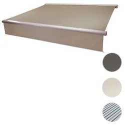 Elektrische Vollkassetten-Markise T124, 4x3m ausfahrbarer Volant ~ Polyester Sand